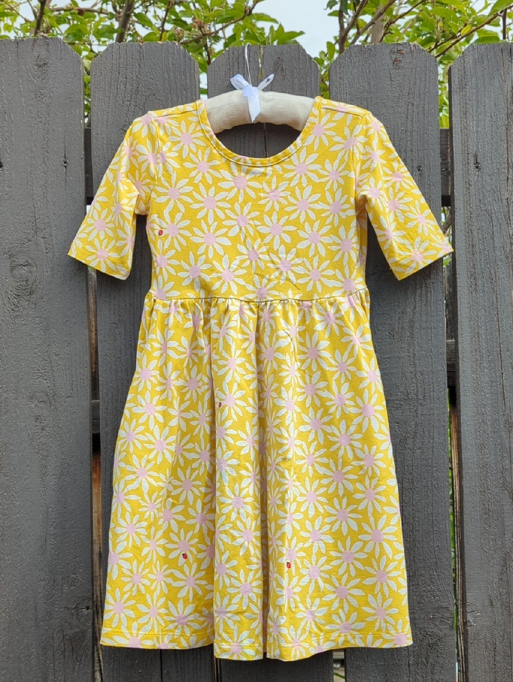 Hanna Andersson Shortsleeve Flowers & Ladybugs Print Play Dress, 5T